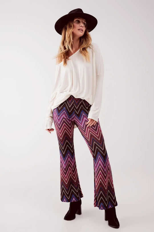 Pantalon à imprimé géo fuchsia - Pantalons