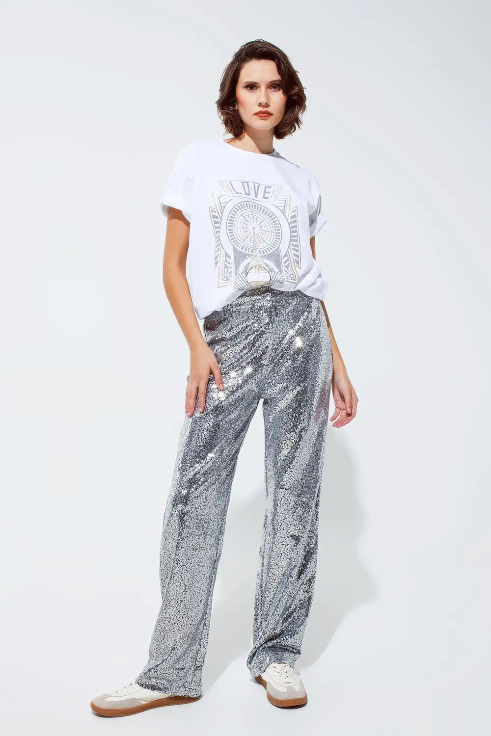 Pantalon à paillettes argentées - Pantalons