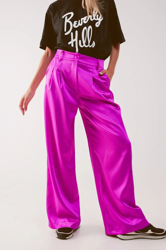 Pantalon à pinces fuchsia - Pantalons