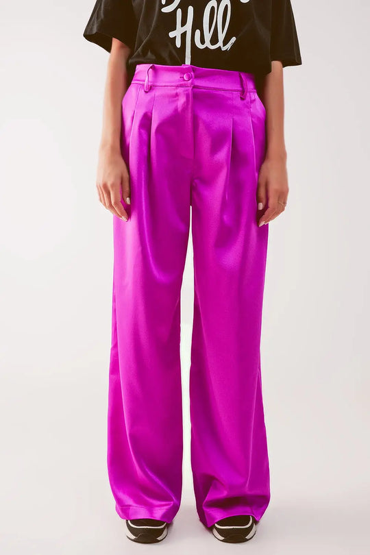 Pantalon à pinces fuchsia - Pantalons