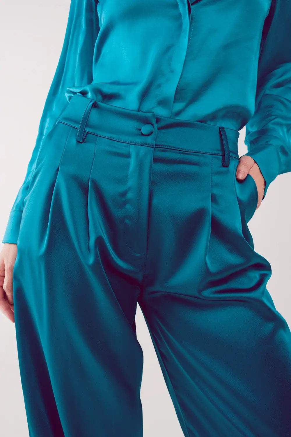 Pantalon à pinces turquoise - Pantalons
