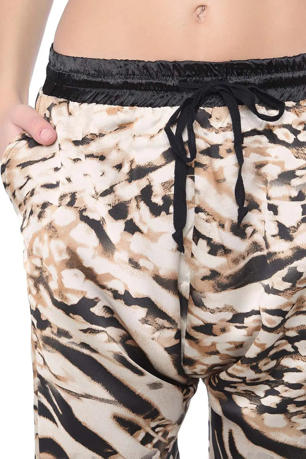 Pantalon baggy à imprimé animal brun - Pantalons