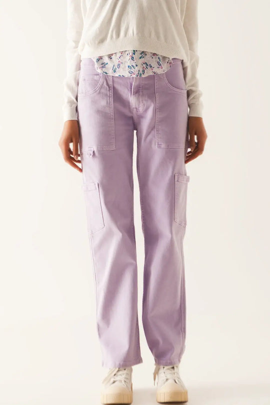 Pantalon cargo en violet - Pantalons