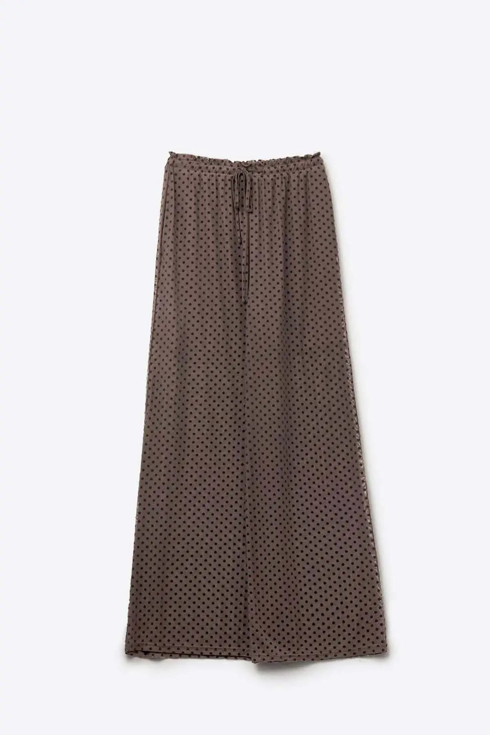 Pantalon chic à pois transparents marron avec poches latérales - Pantalons