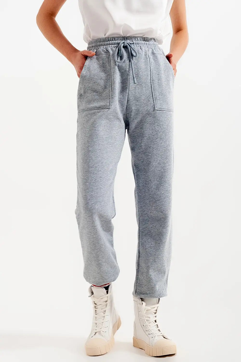 Pantalon de jogging avec bande élastique à la taille gris - Pantalons