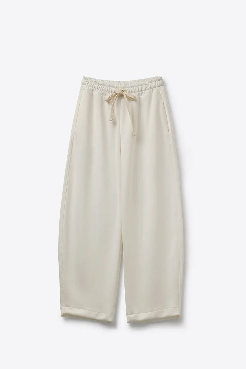 Pantalon de jogging en tricot super doux de couleur crème avec taille à cordon de serrage - One Size / blanc - Pantalons