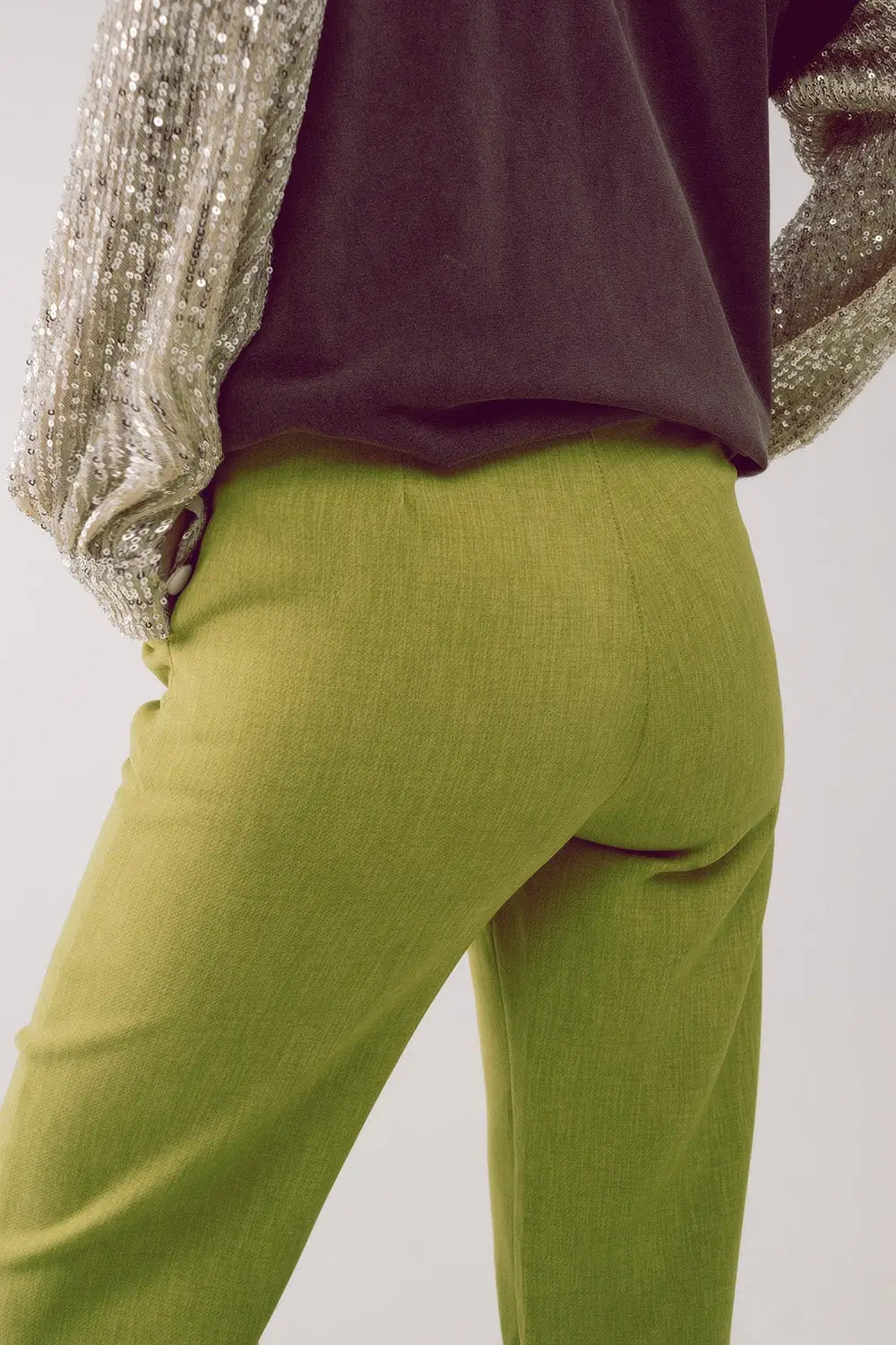 Pantalon droit ajusté vert - Pantalons