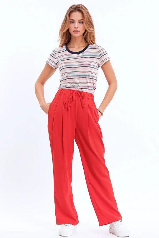 Q2 Pantalon en corail avec poches avant et fermeture à cordon de serrage