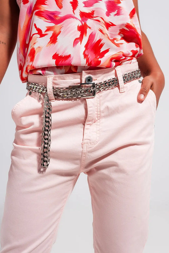 Pantalon en coton mélangé rose - Pantalons