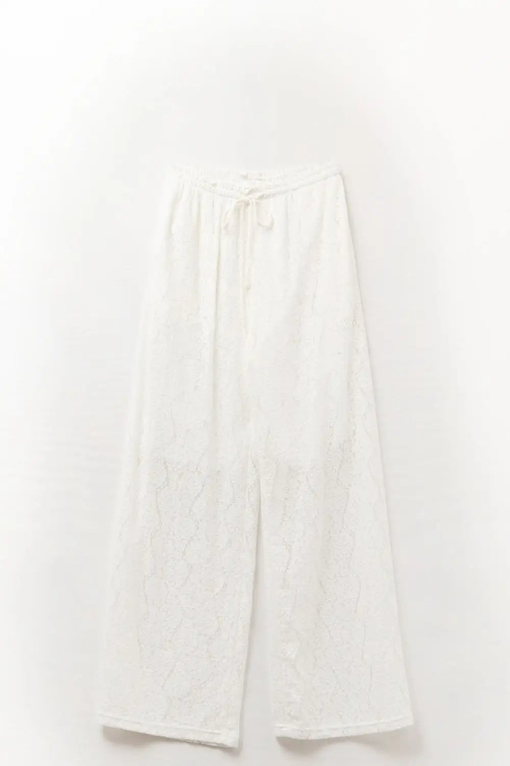 pantalon en dentelle à jambes larges avec ceinture élastique - Pantalons