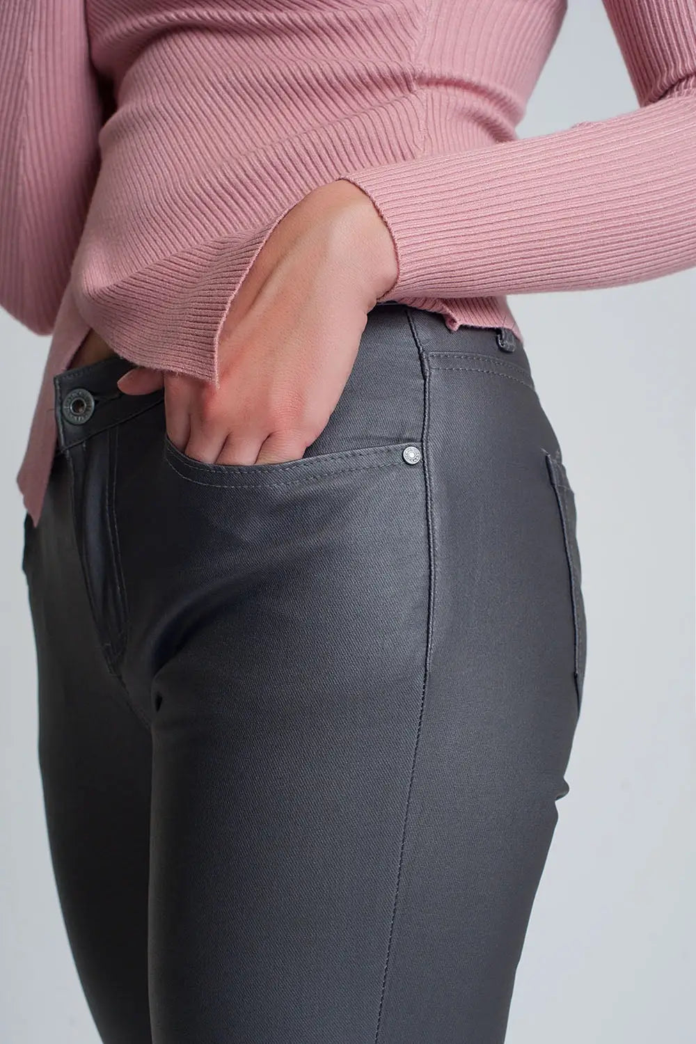 Pantalon enduit gris - Pantalons
