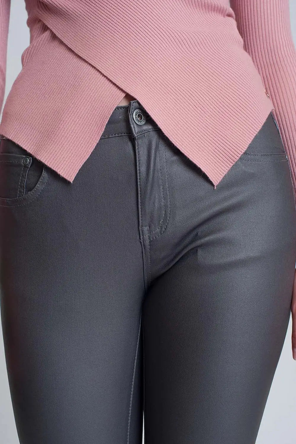 Pantalon enduit gris - Pantalons