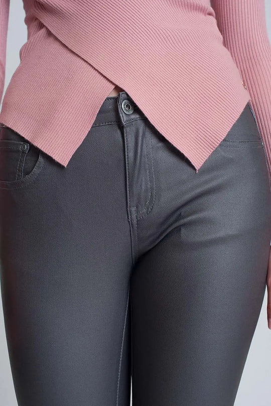 Pantalon enduit gris - Pantalons