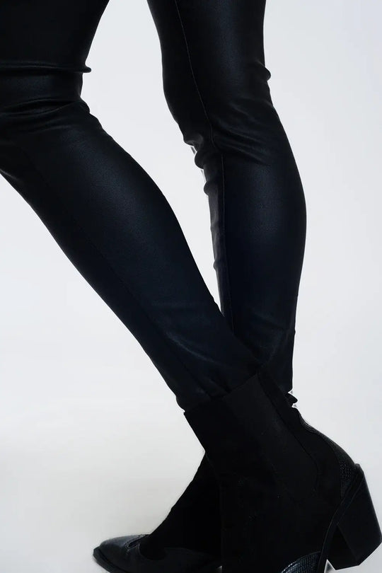 Pantalon enduit noir - Pantalons