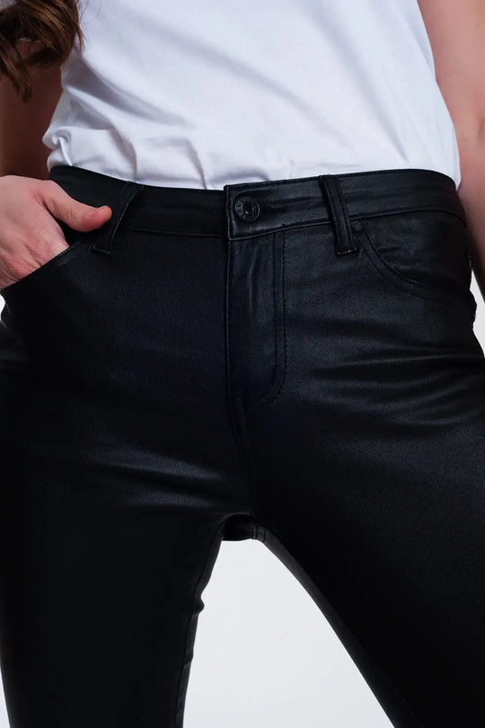 Pantalon enduit noir - Pantalons