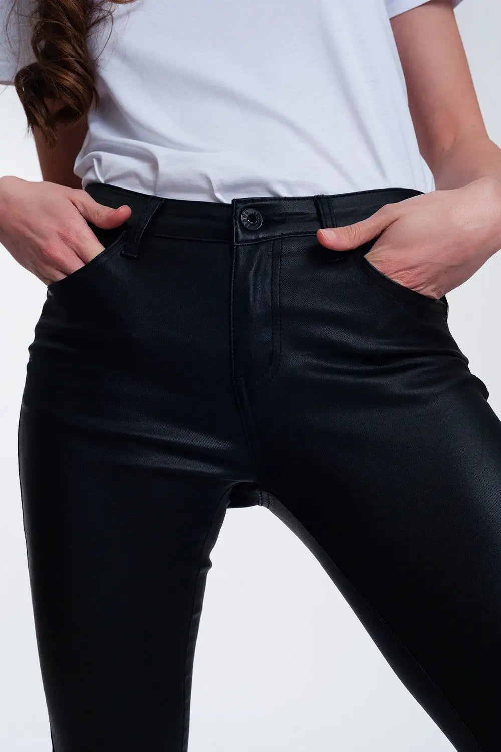 Pantalon enduit noir - Pantalons