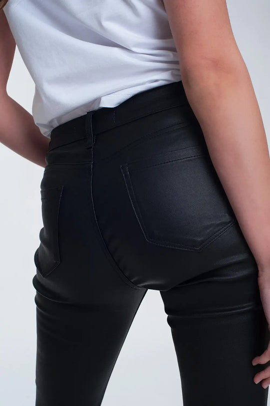 Pantalon enduit noir - Pantalons