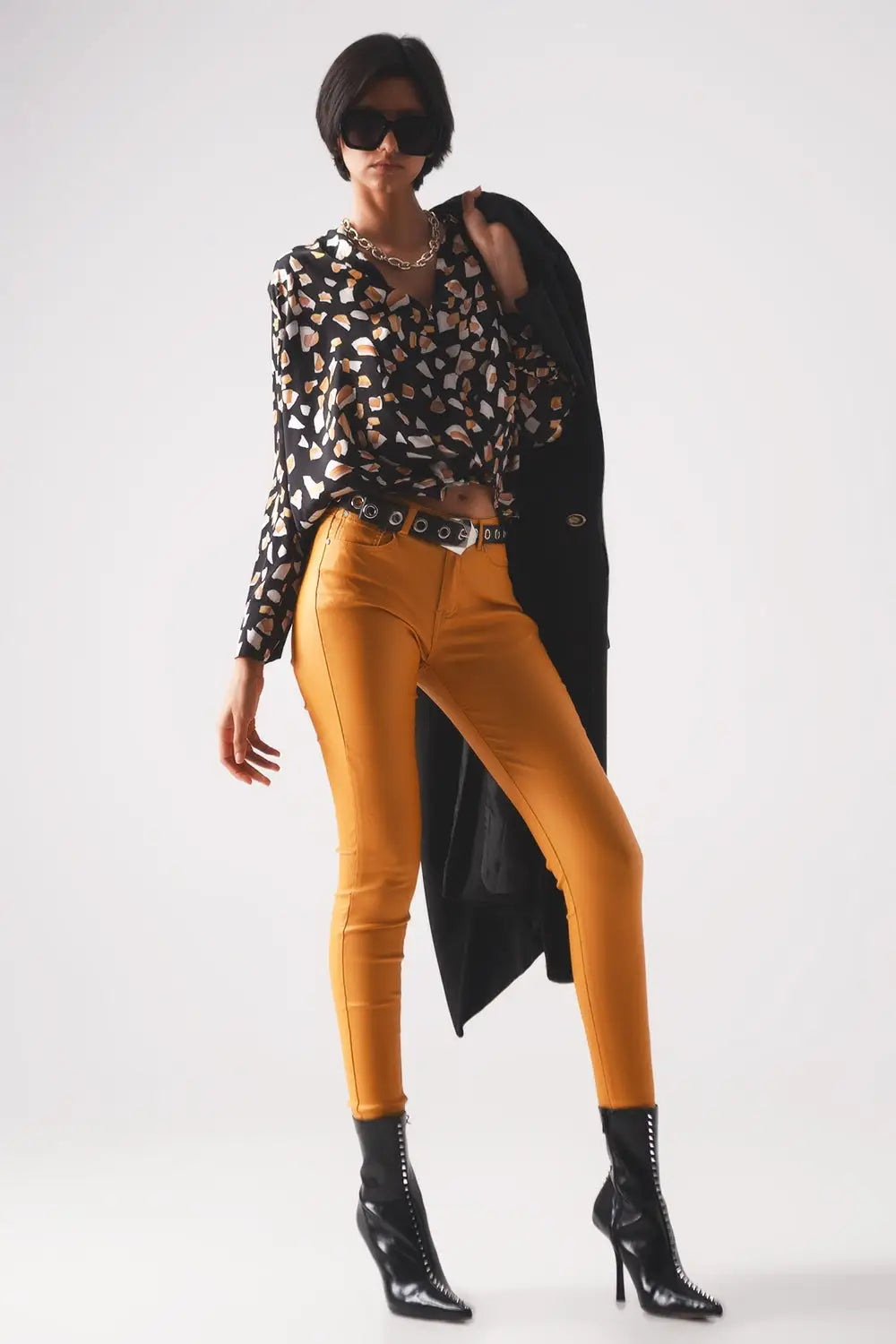 Pantalon enduit orange - Pantalons
