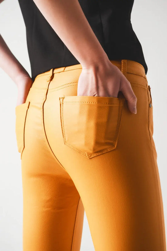 Pantalon enduit orange - Pantalons