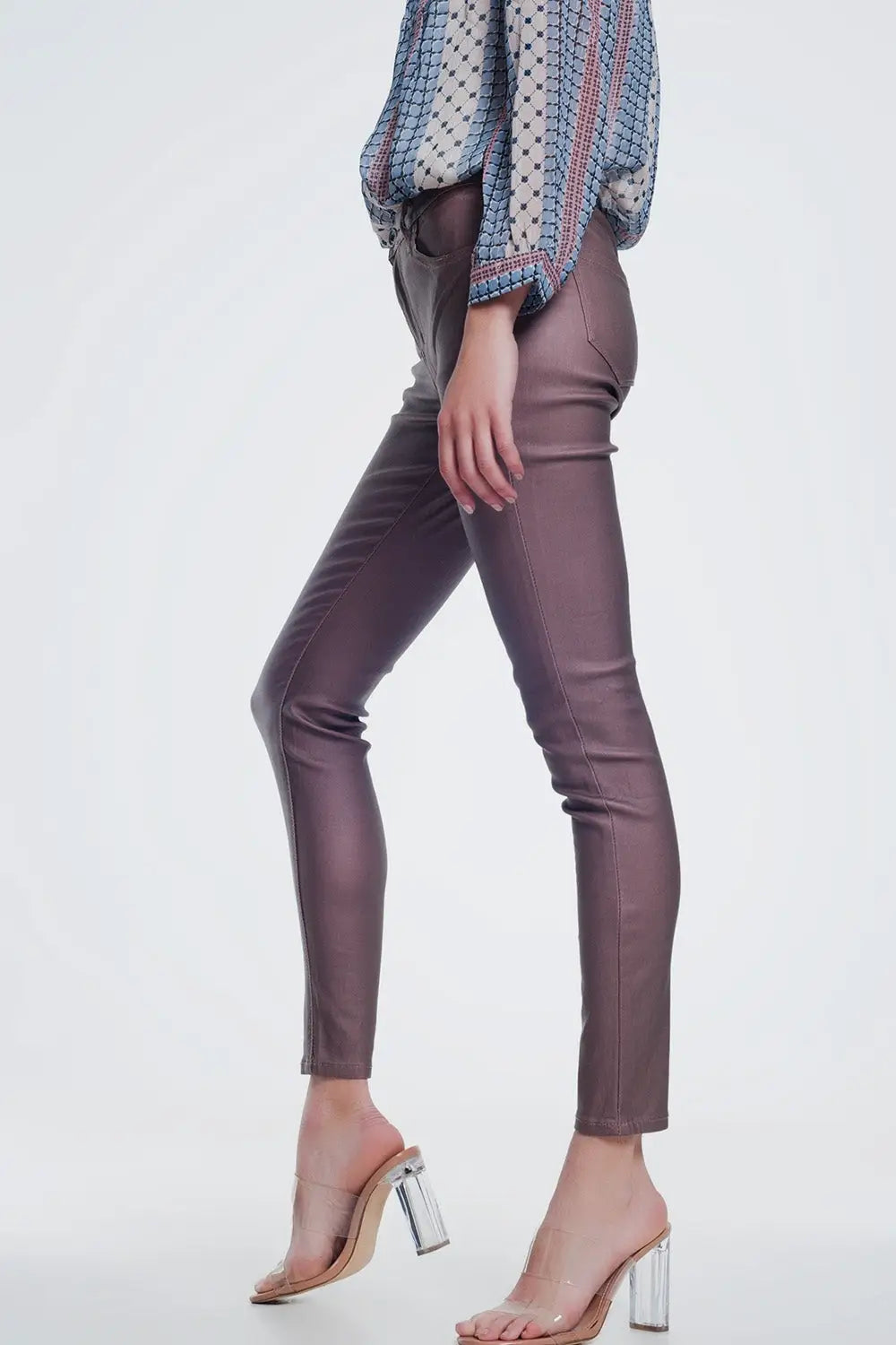 Pantalon enduit rose - Pantalons