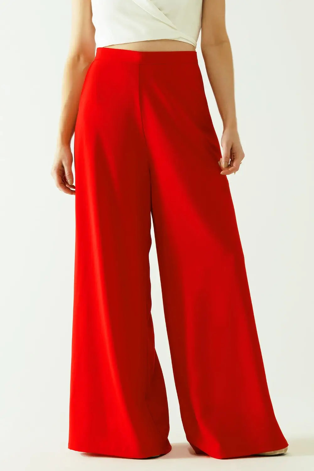 Pantalon évasé basique rouge - Pantalons