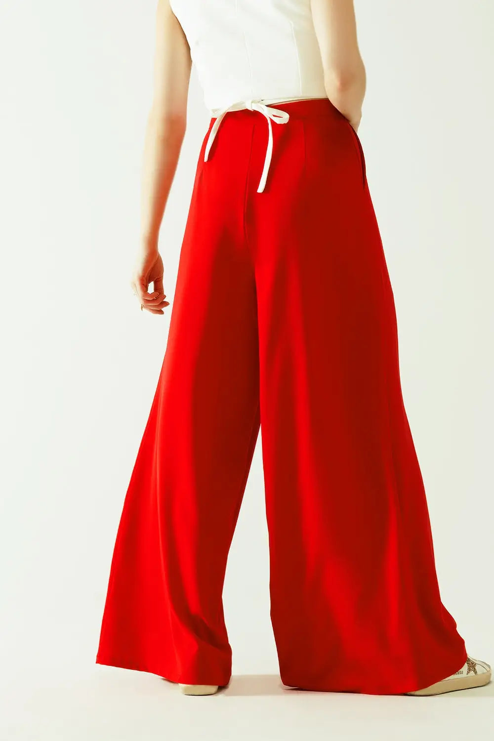 Pantalon évasé basique rouge - Pantalons