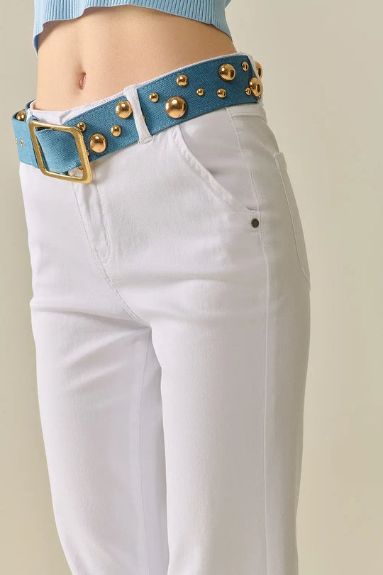 Pantalon Évasé Blanc Confortable et Extensible - Pantalons