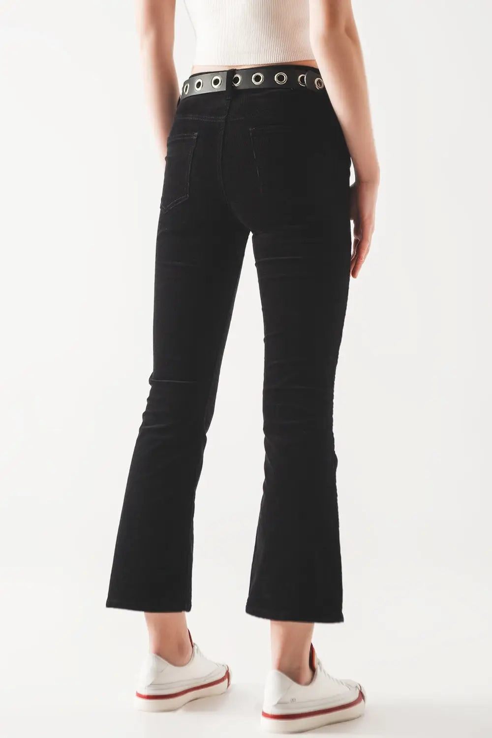 Pantalon évasé en velours côtelé noir - Pantalons