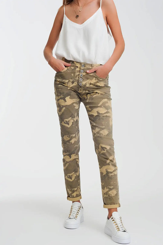 Q2 Pantalon fonctionnel à imprimé camouflage