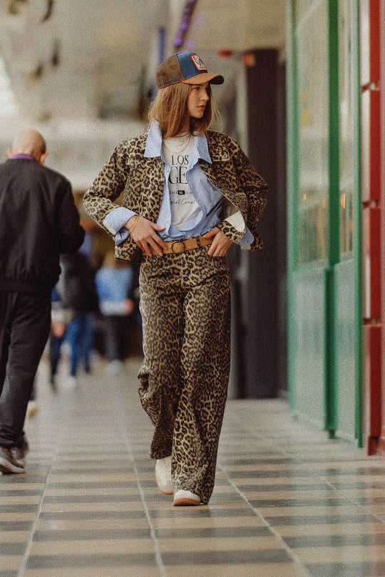 Pantalon imprimé léopard avec dégradé devant et dos - Pantalons