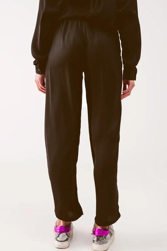 Pantalon large à ceinture noir - Pantalons