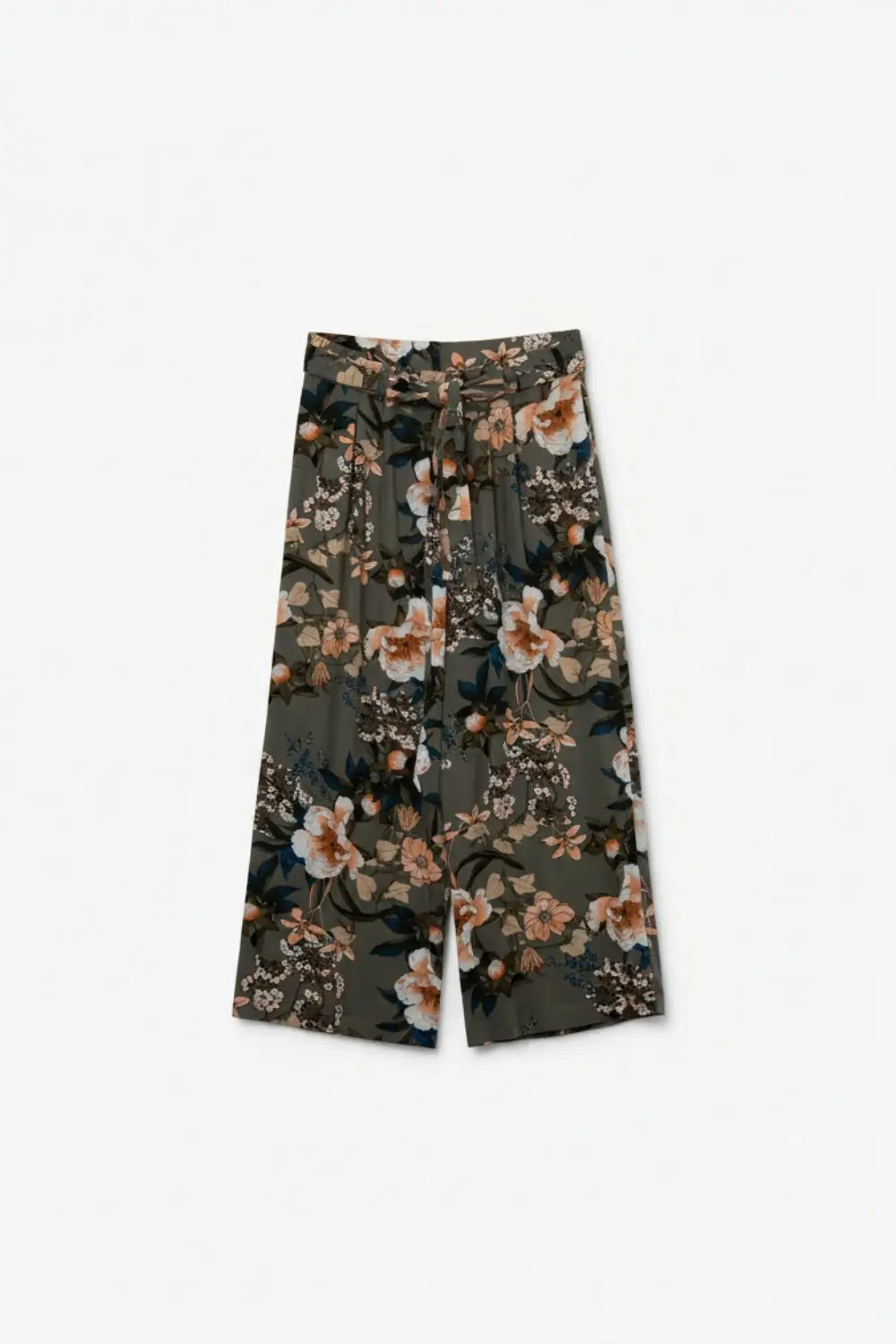 Q2 Pantalon large imprimé floral kaki