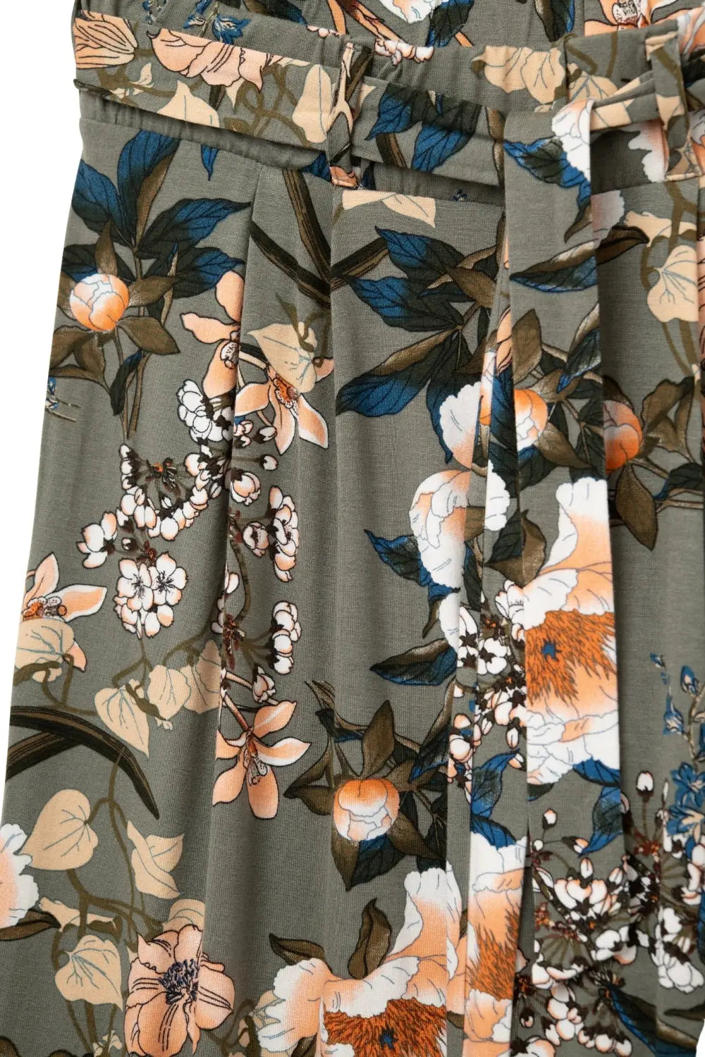 Pantalon large imprimé floral kaki - One Size / vert - Pantalons