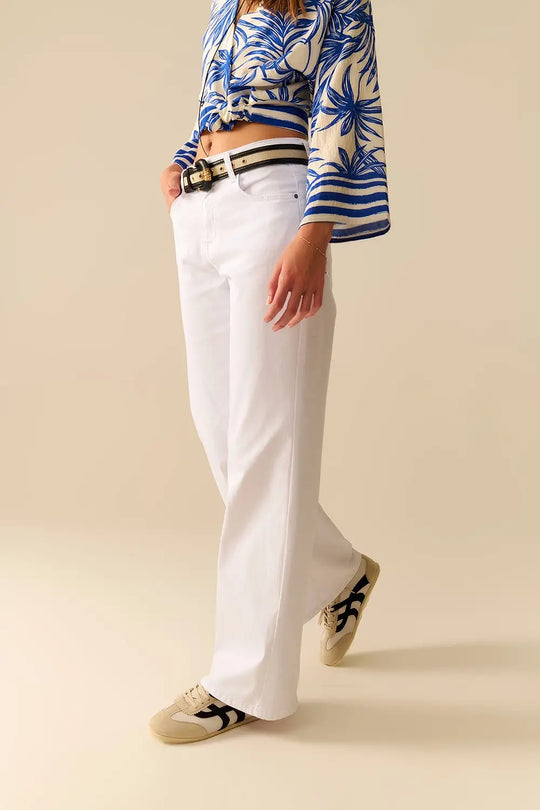 Pantalon léger à jambes larges en blanc - Pantalons