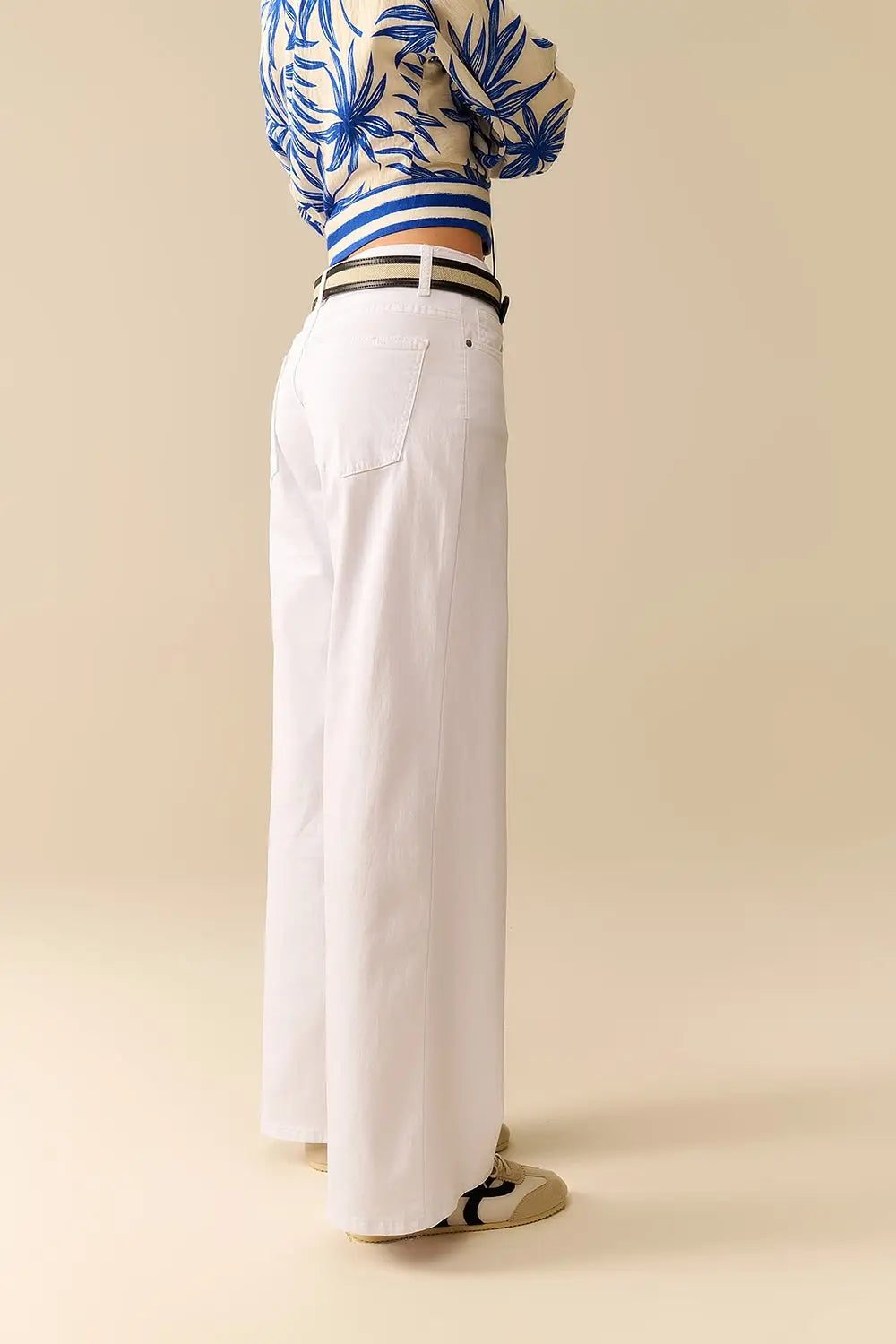 Pantalon léger à jambes larges en blanc - Pantalons