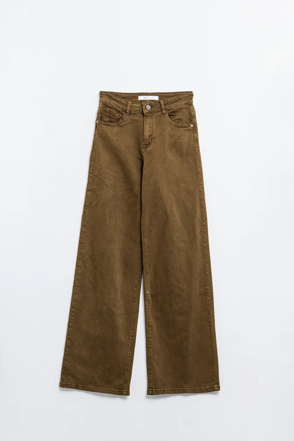 Pantalon marron chocolat à jambes larges et taille haute - Pantalons