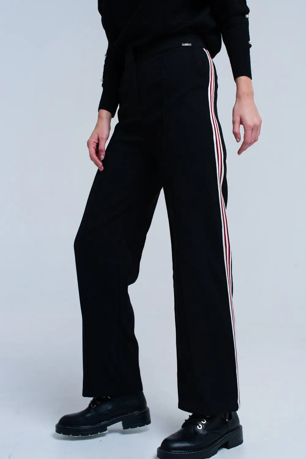 Pantalon noir à rayures - Pantalons