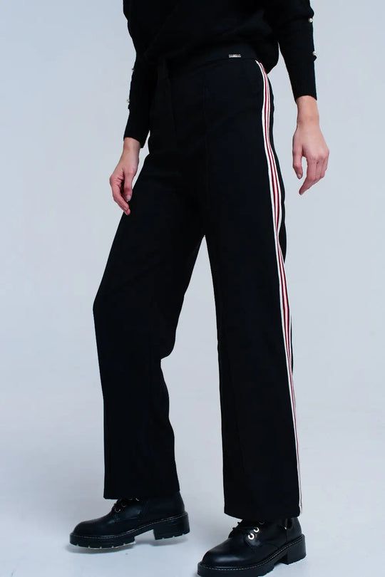 Pantalon noir à rayures - Pantalons
