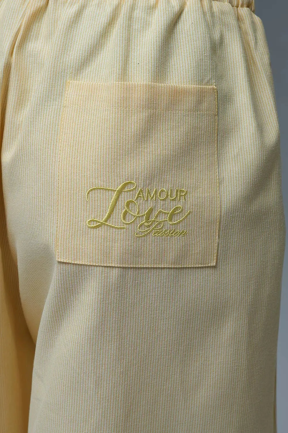 Pantalon palazzo rayé jaune avec jambe extra large - Pantalons