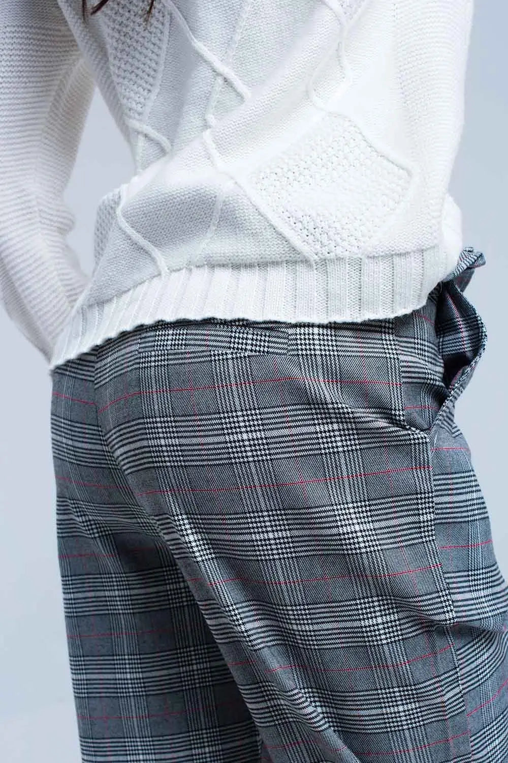 Pantalon rouge à motif tartan - Pantalons