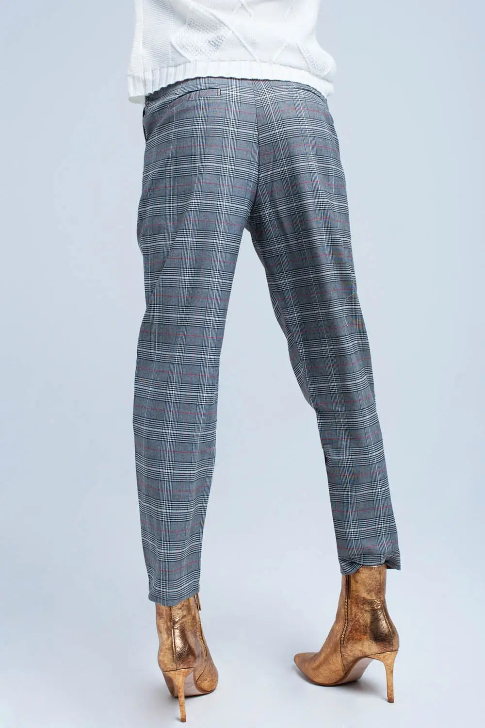 Pantalon rouge à motif tartan - Pantalons