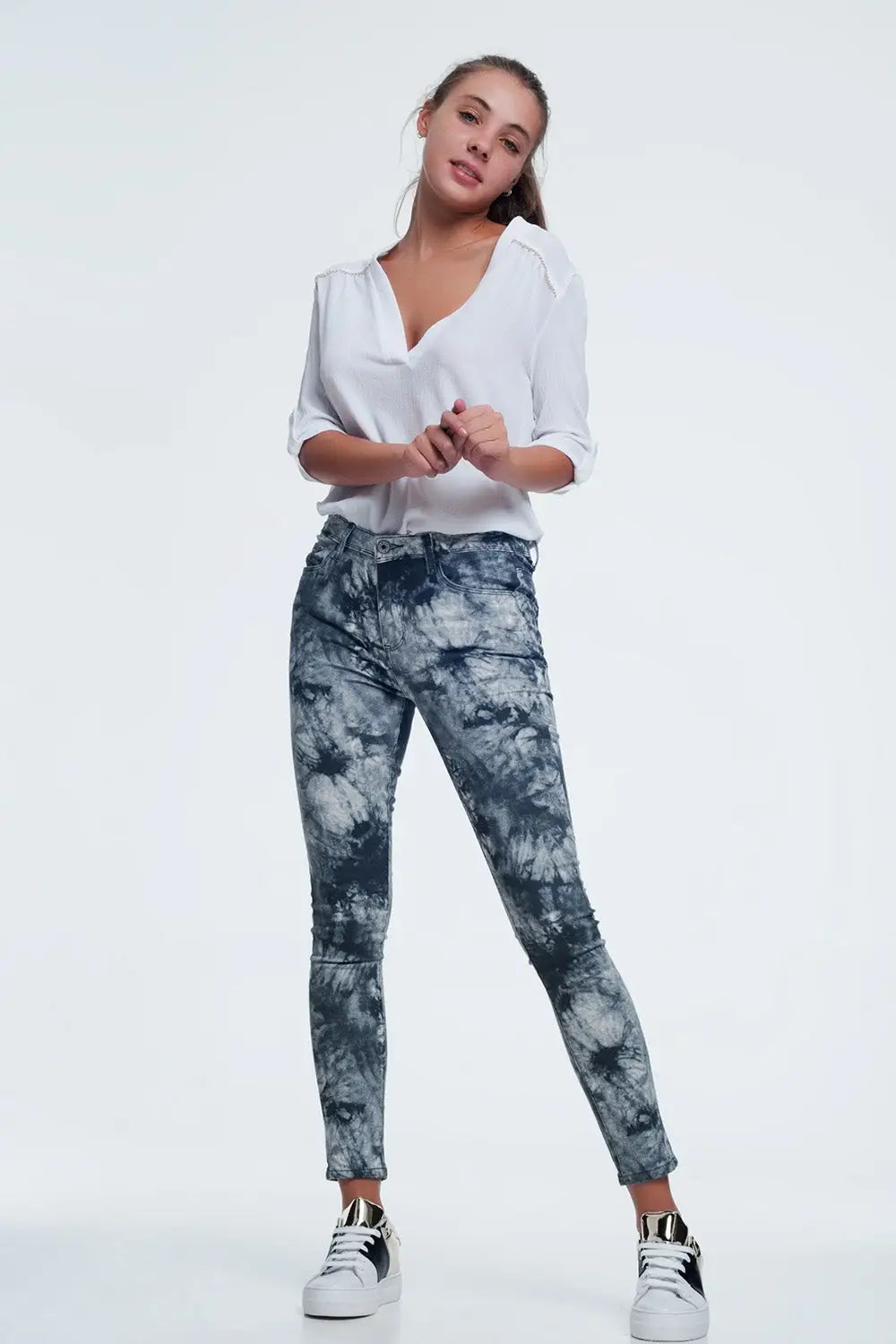 Pantalon slim de couleur grise - Pantalons