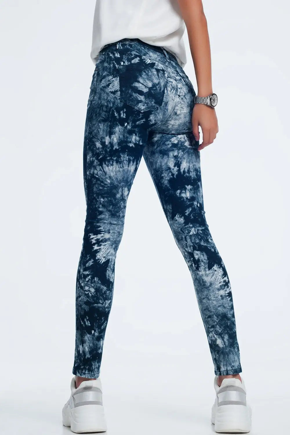 Pantalon slim teinté bleu - Pantalons