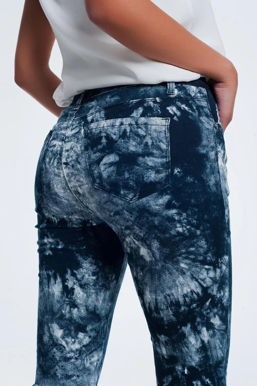 Pantalon slim teinté bleu - Pantalons