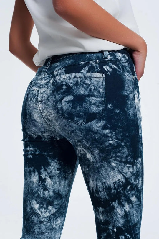 Pantalon slim teinté bleu - Pantalons