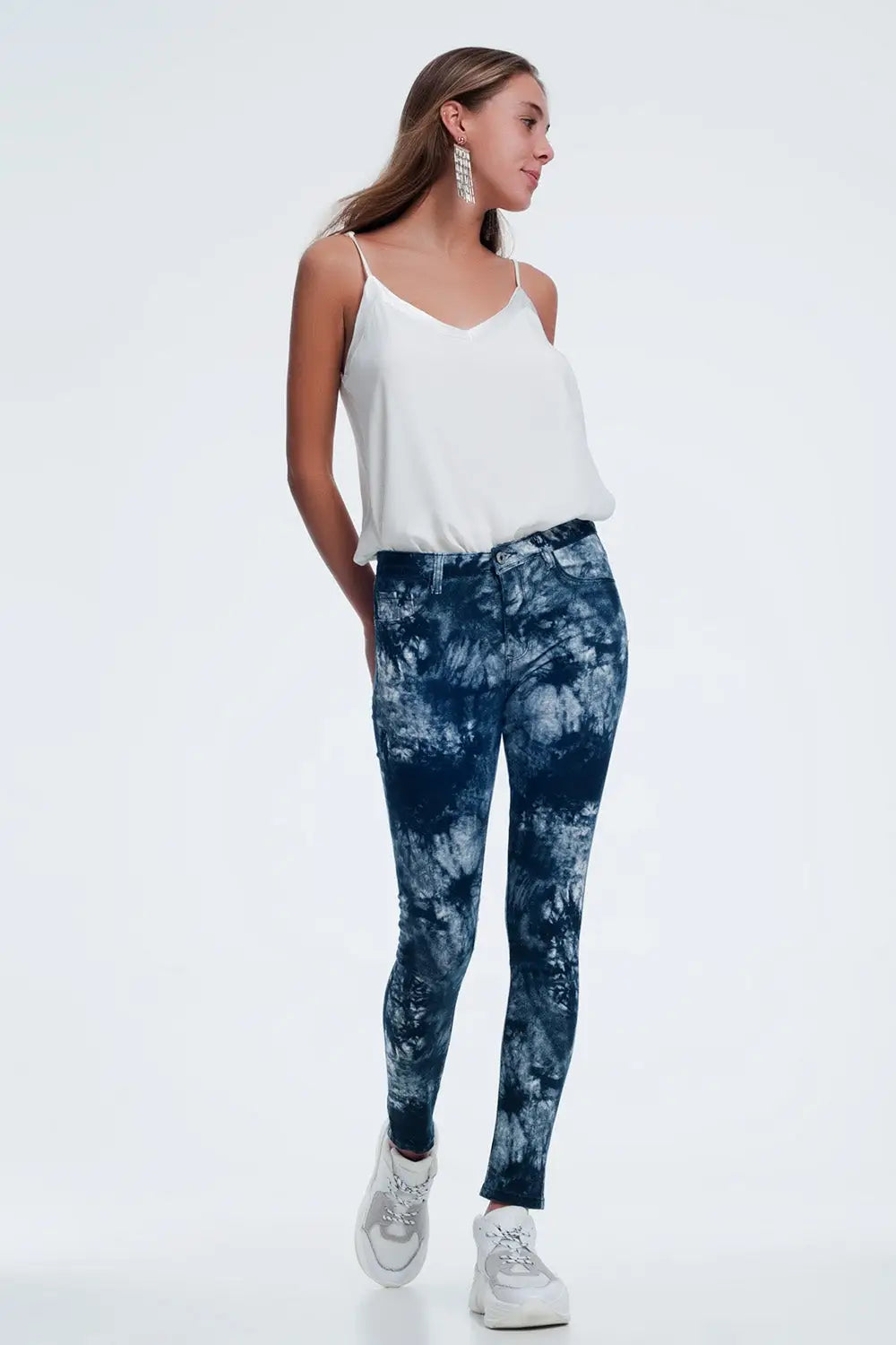 Pantalon slim teinté bleu - Pantalons