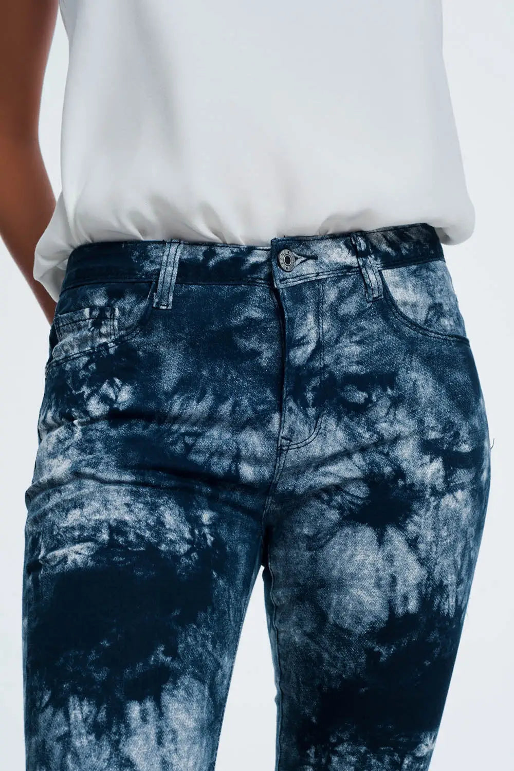 Pantalon slim teinté bleu - Pantalons