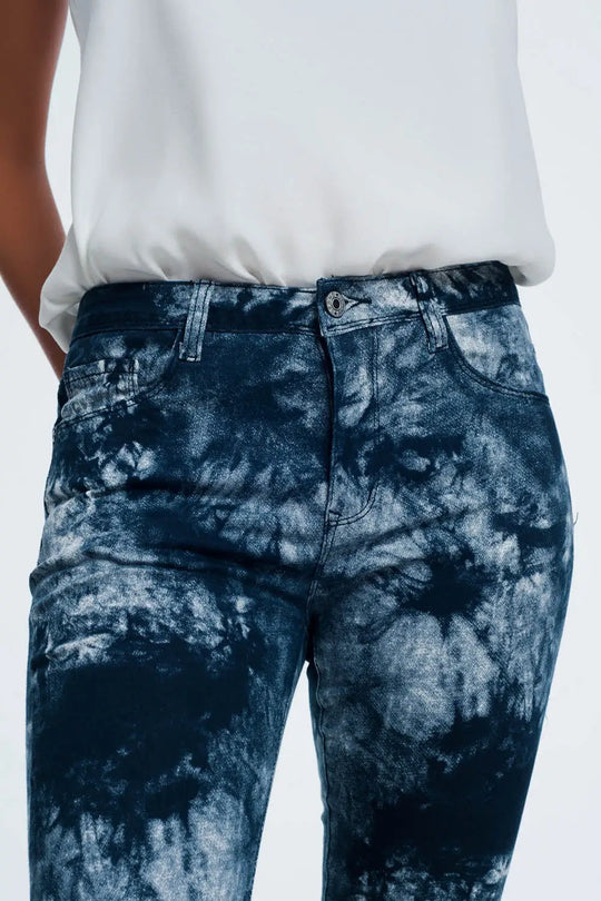 Pantalon slim teinté bleu - Pantalons