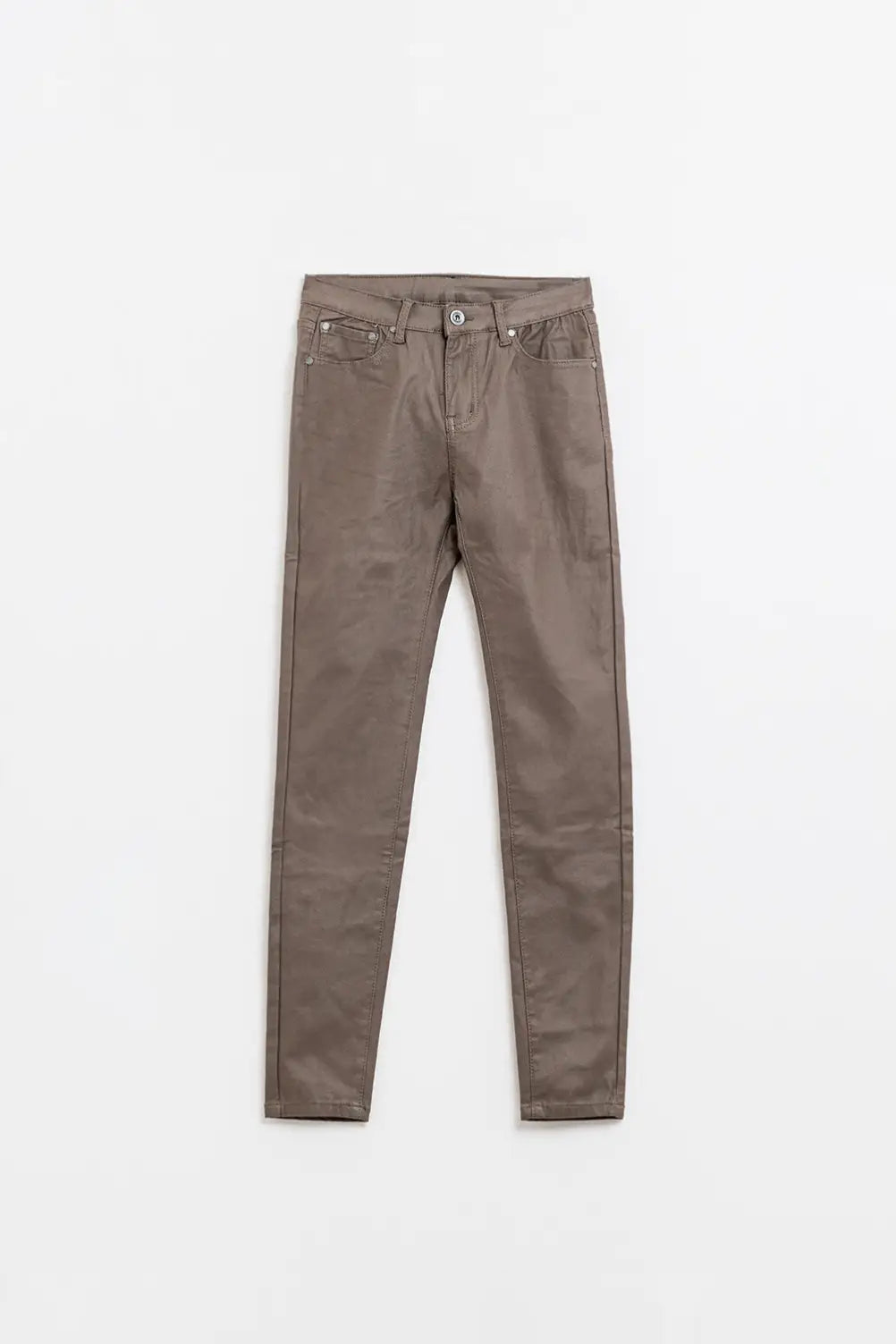 Pantalon super skinny en simili-cuir beige - Pantalons