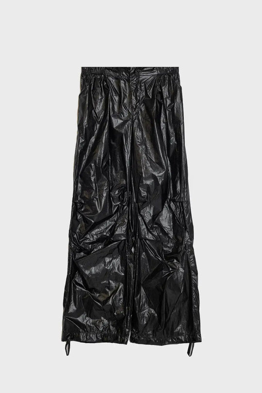 Q2 Pantalons métalliques parachute noir surdimensionnés